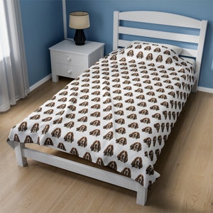 Basset Hound Velveteen Blanket | Dog Throw | Pet Bedroom Decor | Dog Mom Gift