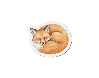 Watercolor Sleeping Fox Magnet - Woodland Animal Gift - Fridge Magnet
