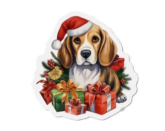 Weihnachtsmagnet mit Beagle-Motiv – Kühlschrankmagnet