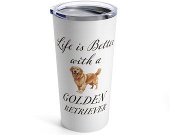 Golden Retriever Becher | Hunde-Reisebecher | Geschenk für Haustierliebhaber | Edelstahl – 20 Unzen