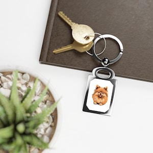 Pomeranian Rectangle Keyring - Dog Keychain - Dog lover gift