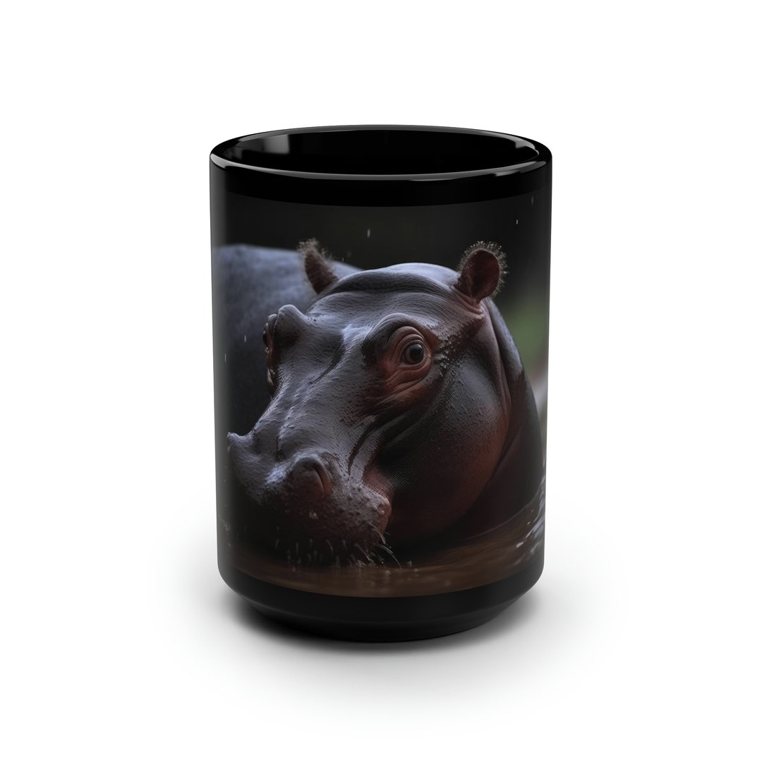 Hippopotamus Mug Gift for Hippo Wildlife Lover 15oz Black Etsy