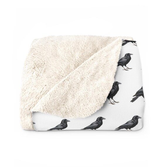 Sherpa Blanket, Crow Throw Blanket, Wildlife Lover Gift, Animal Decor, Bird Bedding Home Decor