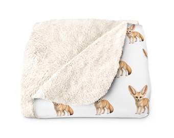 Fennec Fox Blanket - Sherpa Fleece Throw - Fox Lover Gift