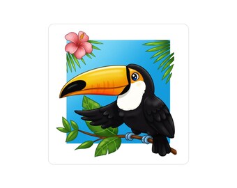 Toucan Sticker, Tropical Bird Vinyl Laptop Decal, Car Decal, Water Bottle Sticker
