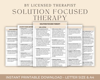 Solution Focused Therapy Questions Cheat Sheet: Counselor Worksheet (Digital Download)