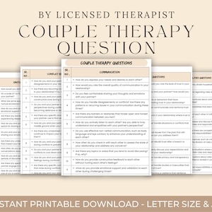 Couples Therapy Questions, Marriage Counseling Session Questions, Couples Therapy Intervention Questions, Therapist Reference Sheet
