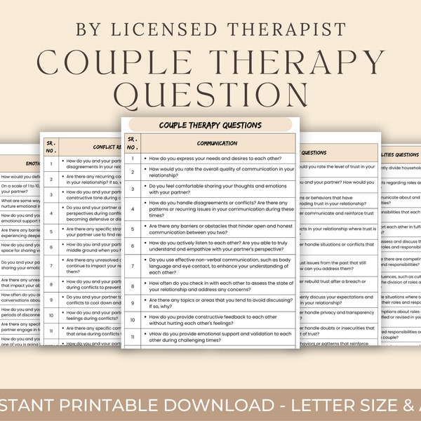 Couples Therapy Questions, Marriage Counseling Session Questions, Couples Therapy Intervention Questions, Therapist Reference Sheet