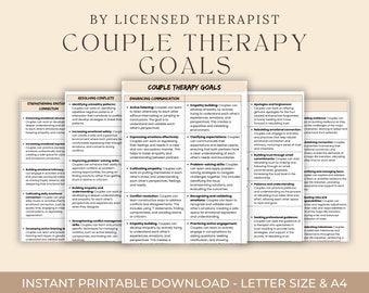 Couples Therapy Goals, Marriage Counselling, Relationship Therapy Goals & Objectives, Couples Therapy Session Notes, Therapist Cheat Sheets