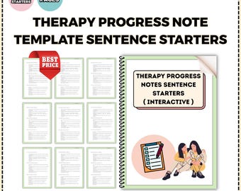 Therapy Progress Note Sentence Starters | Counselor Documentation (Printable PDF)