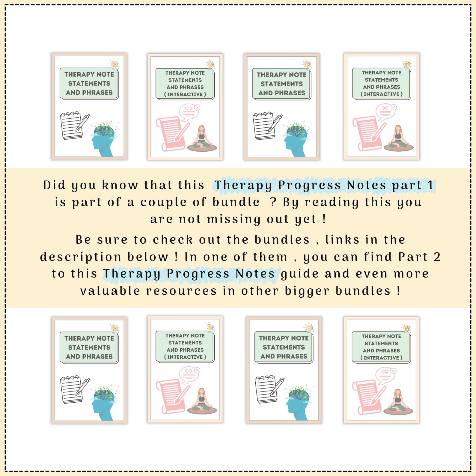 Therapy Progress Note Statements | Sentence Starters (digital Download ...