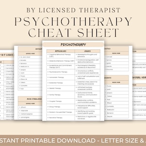 Psychotherapy Cheat Sheets, Therapist Cheat Sheets, Clinical Terms Reference, Mental Health Assessment, Desktop Documentation Reference