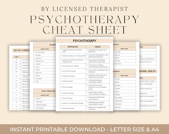 Psychotherapy Cheat Sheets, Therapist Cheat Sheets, Clinical Terms Reference, Mental Health Assessment, Desktop Documentation Reference
