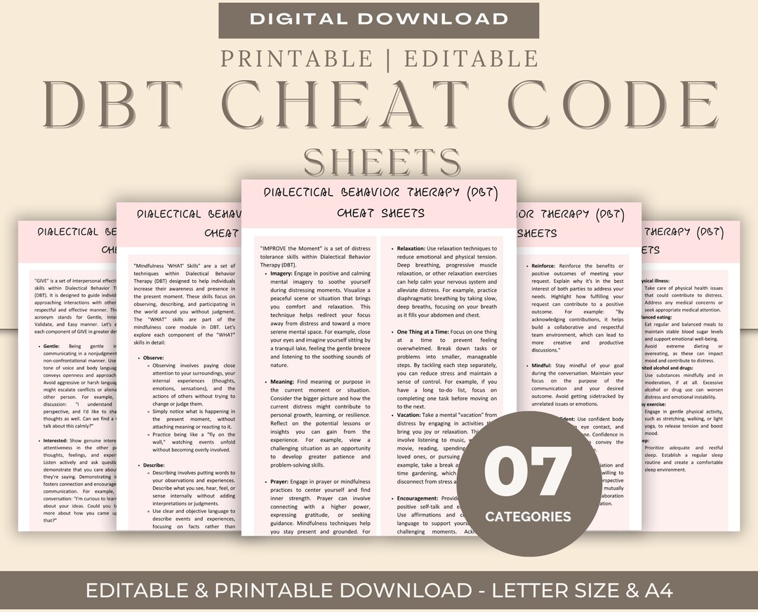 DBT Coping Skills Cards: Mental Health, BPD Therapy (digital Download ...