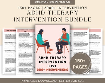 ADHD Therapy Interventions List: Therapist Reference Sheets (Digital Download)