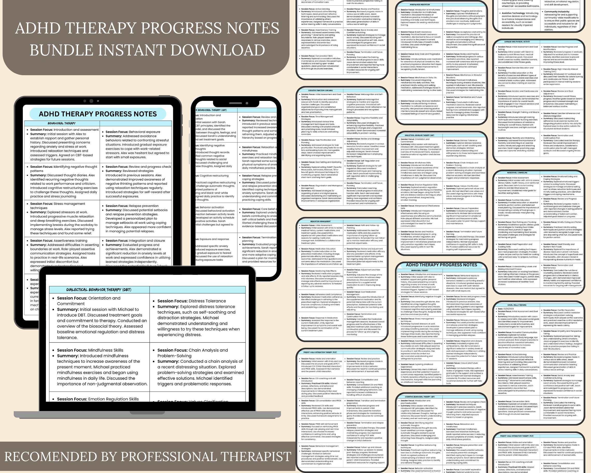 Therapy Progress Note Statements, Therapy Progress Notes, Psychotherapy ...