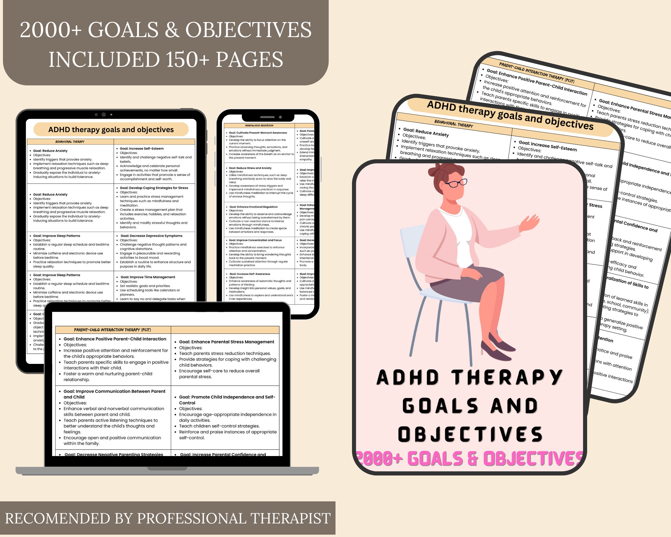 Therapy Bundle - SMART Goals Treatment Planning Guide & Progress Note ...