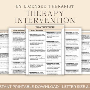 Therapeutic Interventions, Therapy Intervention List, Therapist Cheat Sheets, Documentation Terms Reference Sheet, Clinical Therapy Notes