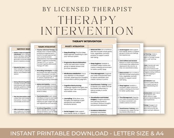 Therapeutic Interventions, Therapy Intervention List, Therapist Cheat Sheets, Documentation Terms Reference Sheet, Clinical Therapy Notes