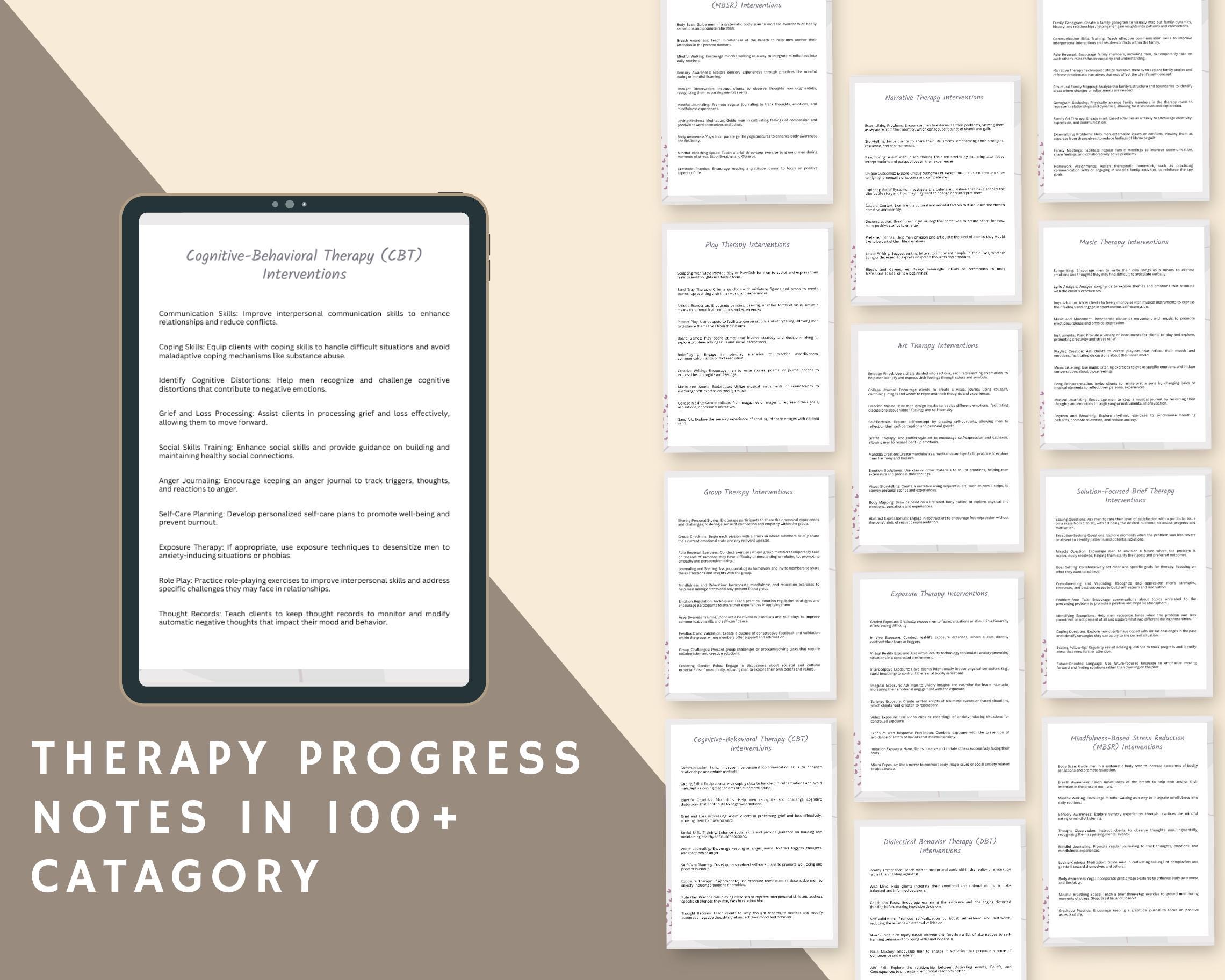 Comprehensive therapy progress notes bundle.