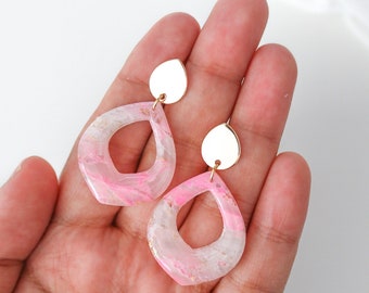 Pink Earrings | Handmade Polymer Clay Earrings | Statement Dangle Earrings | Wedding Earrings | Bridesmaid Earrings