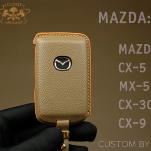 Leather Key Fob Cover for Mazda 2016 2019 4 Button, Mazda CX-5, CX-9, Mazda  3, Mazda MX-5 Miata, Mazda 6, Personalized Keychain 