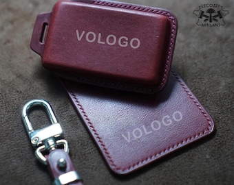 Funda de cuero para llavero Volvo Ex30, funda para llave Volvo EX30 Polestar 4 (2024-2025), compatible con Volvo EX30, tarjetero para llave Polestar 4, llavero Ex30