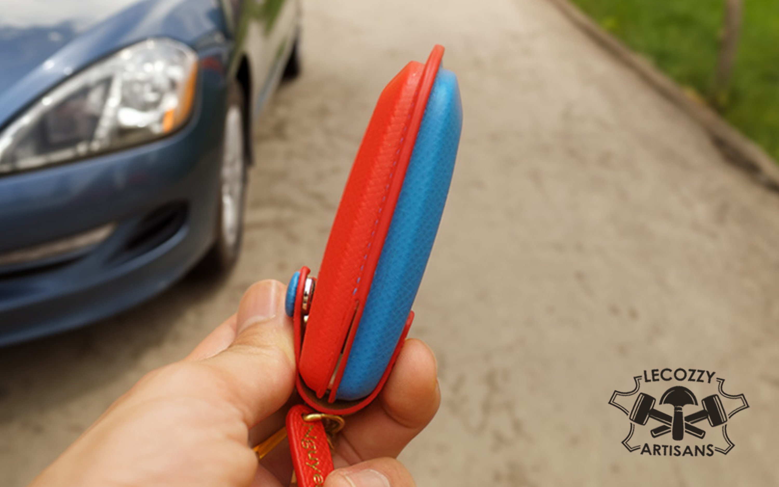 Ford Leather Key Fob Cover, Custom Leather Keychain, Personalized Ford