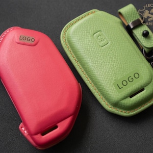 Custom Leather Key Fob Cover for KIA Ev3, Ev6, Ev9, Telluride, Sorento, Carnival, Niro, Sportage, K5, Stinger | Personalized Smart Key Case