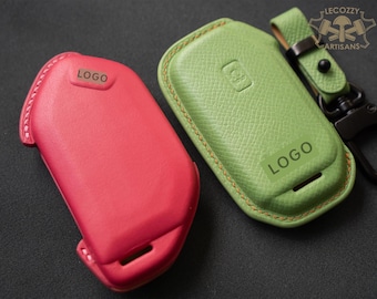 Custom Leather Key Fob Cover for KIA Ev3, Ev6, Ev9, Telluride, Sorento, Carnival, Niro, Sportage, K5, Stinger | Personalized Smart Key Case