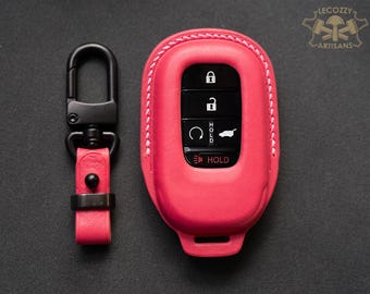 Custom Leather Case for Honda Car Key, Suitable for CR-V, HR-V, Pilot, Honda Passport, Ridgeline, Odyssey Key Fob Cover, Leather Keychain