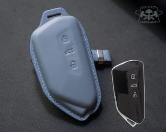 Individuelle Leder Auto-Schlüssel Hülle für VW Golf GTE, Kompatibel mit VW Golf R MK8, Skoda, MK6 Golf, Polo, Scirocco 3-Tasten-Key Fobs Fall
