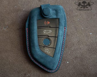 Personalized Leather Key Fob Cover for BMW X5, X3, X6, X7, 3 5 7 Series, Handmade Car Key Case, Custom Gift for Him, Dad, BMW Owner
