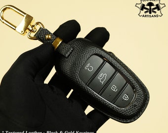 Personalize Hyundai Leather Key Fob Cover, Hyundai Series Key Fob Case, Hyundai Santa FE, Hyundai Kona, Tucson, Nexo, Venue, Elantra, Sonata