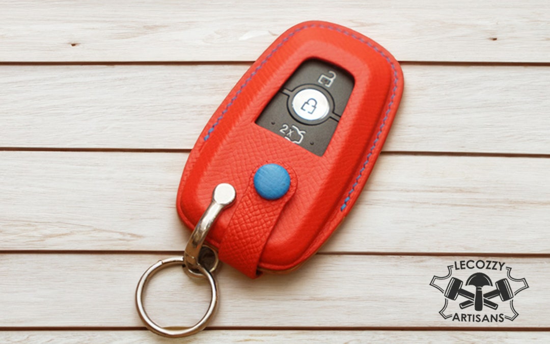 Ford Leather Key Fob Cover, Custom Leather Keychain, Personalized Ford