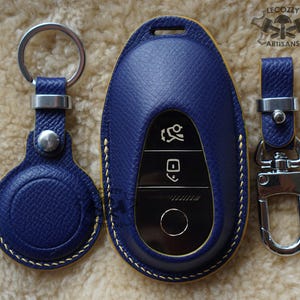 Housse en cuir Mercedes Benz AMG EQS 580 450 2022-2025, housse personnalisée pour télécommande sans clé série Mercedes, protection Apple Airtag