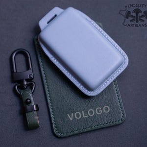 Custom Volvo Polestar Leather Key Fob Cover, 2018-2026 Volvo EX30 EX90 Key Case, Polestar 3 4 Leather Keychain, Airtag Case, Hid RFID Tags