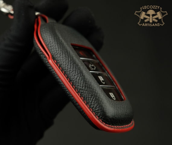 Custodia Portachiavi In Metallo E Pelle Per Chiave Toyota Camry, RAV4, Tacoma, Tundra, Grigio Con Avvio Remoto