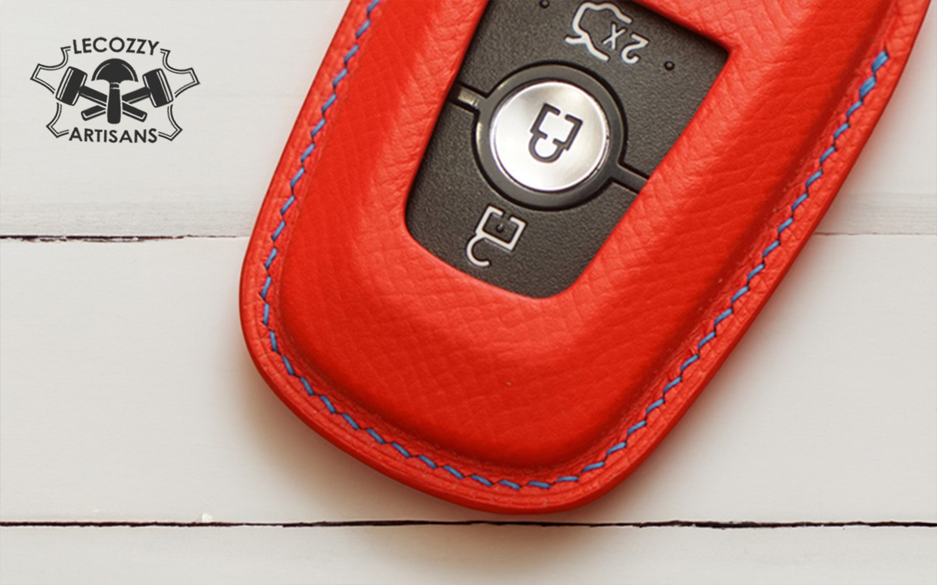 Ford Leather Key Fob Cover, Custom Leather Keychain, Personalized Ford