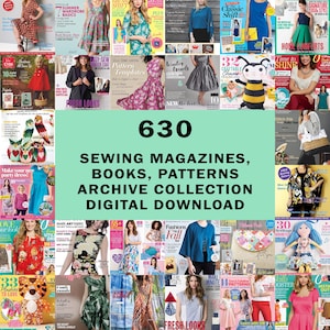 Archivo de 630 revistas y patrones de costura: Tutoriales DIY (Descarga digital)