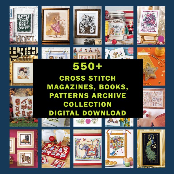 Plus de 550 magazines, livres et modèles d'archives au point de croix, téléchargement numérique au format PDF