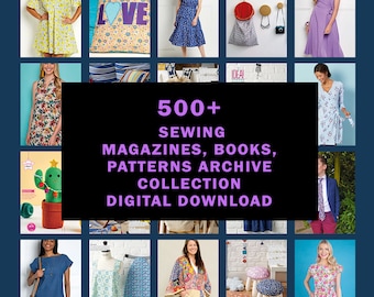 500+ Nähmagazine, Bücher, Muster-Archiv-Sammlung PDF Digitaler Download