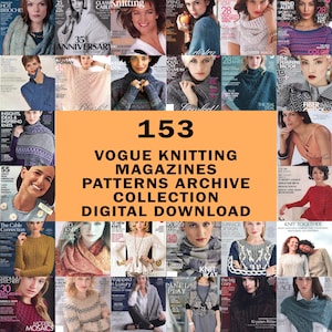 153 Vogue Knitting Magazines Pattern Archive Collection PDF | DIY Knit Projects & Tutorials | Digital Download