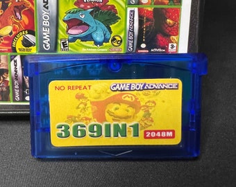 GBA 369 in 1 Game Cartridge - Nintendo Gameboy All in 1 Cartridge with Super Mario Bros, Pokemon, Kirby, Pacman, Retro Games