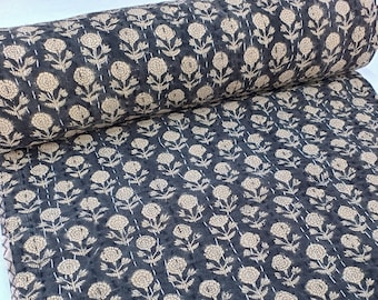 Charlie floral Black colour kantha quilt Handmade Kantha Quilt Unique Design Handmade Kantha Quilted Bedding Bedspread  Handblock Print
