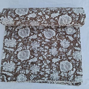 Chocolate Dark Brown Kantha Quilt  All Size Quilt Twin Size Quilt, Queen Size & King Size handmade Cotton kantha quilt