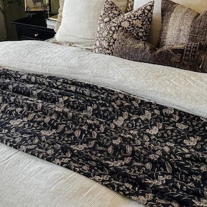 Hand Block Print Cotton Throw Blanket, Soft Hand Loomed Bedspread
