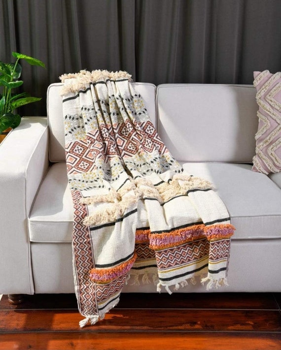 Cozy Lightweight Knit Woven Cotton Decorative Couch, Bed, Sofa