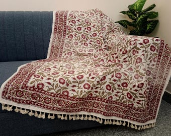Handgemachte Decke mit Blockprint-Baumwolle