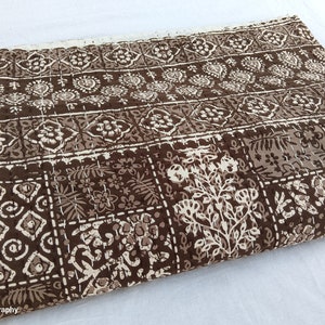 Chocolate brown throw blanket Unique Design Handmade Kantha Quilted Bedding Bedspread  Handblock Print Throw Blanket Well-Looking